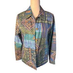 Appleseed's Blazer Womens Size 10 Button-Up Colorful Collared Jacket Pockets